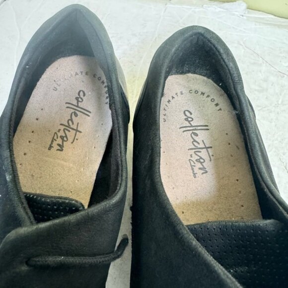 Clarks Sharon Crystal Leather Laces Comfort Soft Wedge Shoes Sneakers Oxford 7.5 - Picture 10 of 13